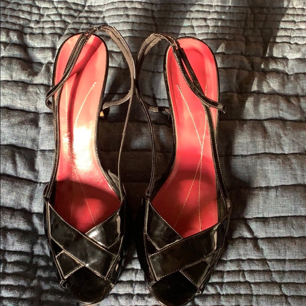 Kate Spade black patent sling back heels — Sz 11